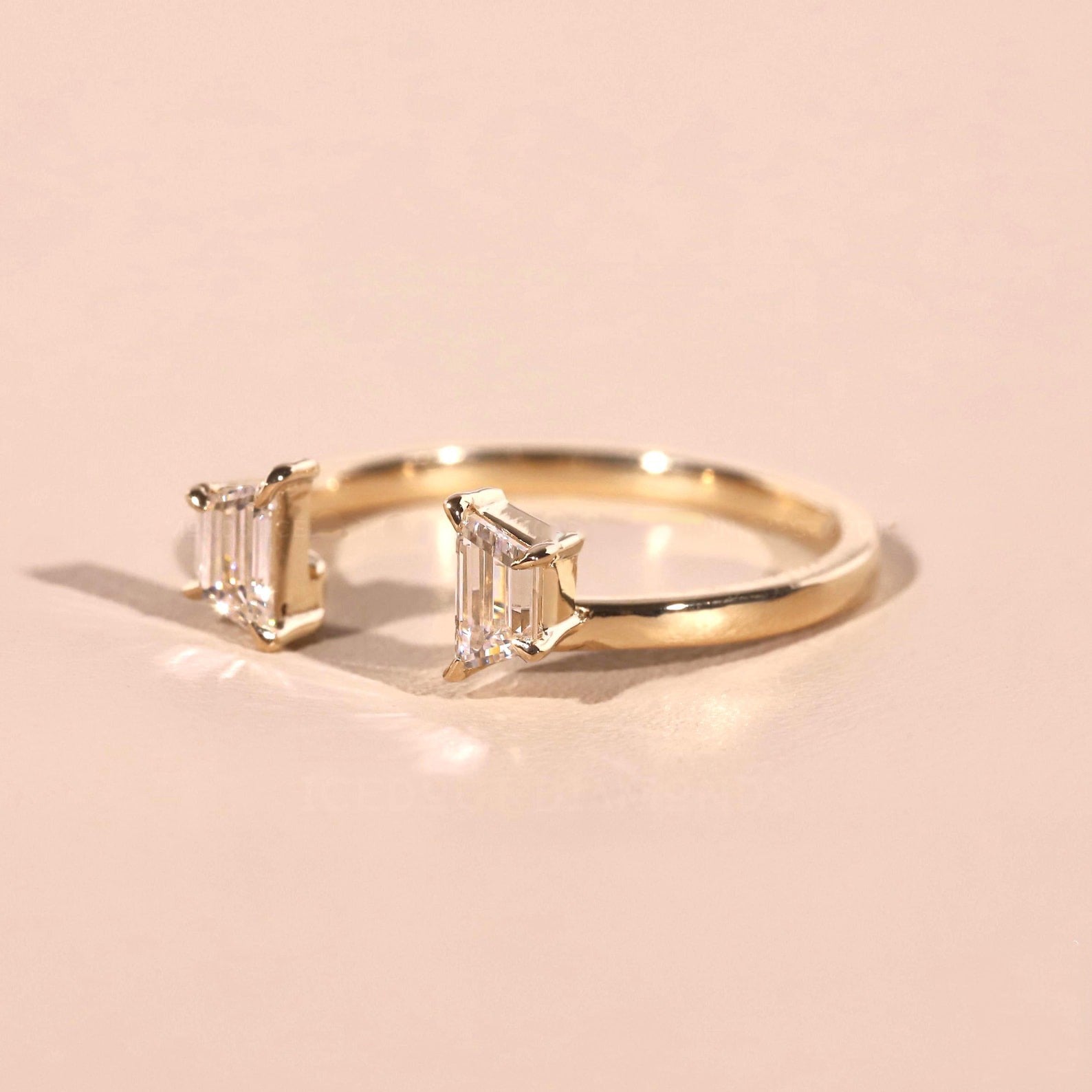 Open Wedding Ring Open Guard Band Yellow Gold Trapezoid Wedding Band Style.
