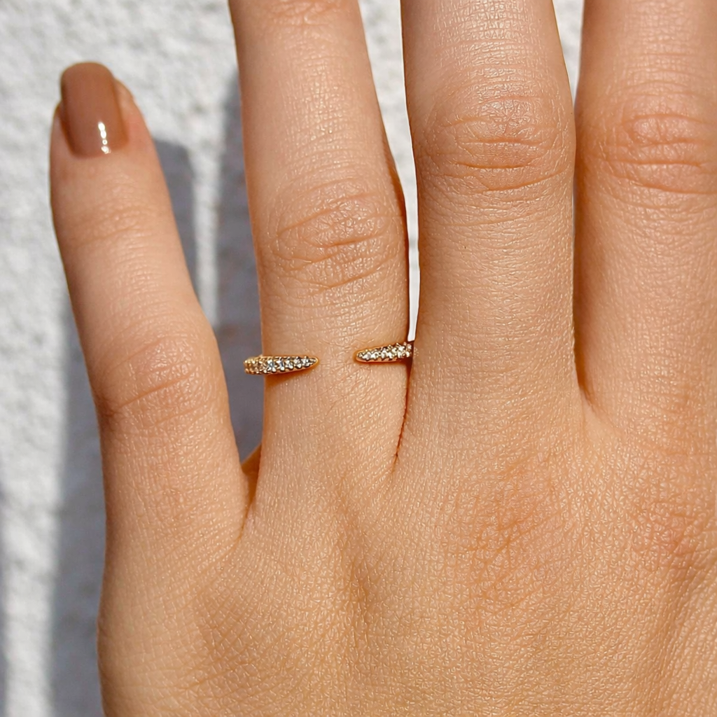 Gold Diamond Wedding Band Open Wedding Ring Stackable Wedding Band Custom Ring.
