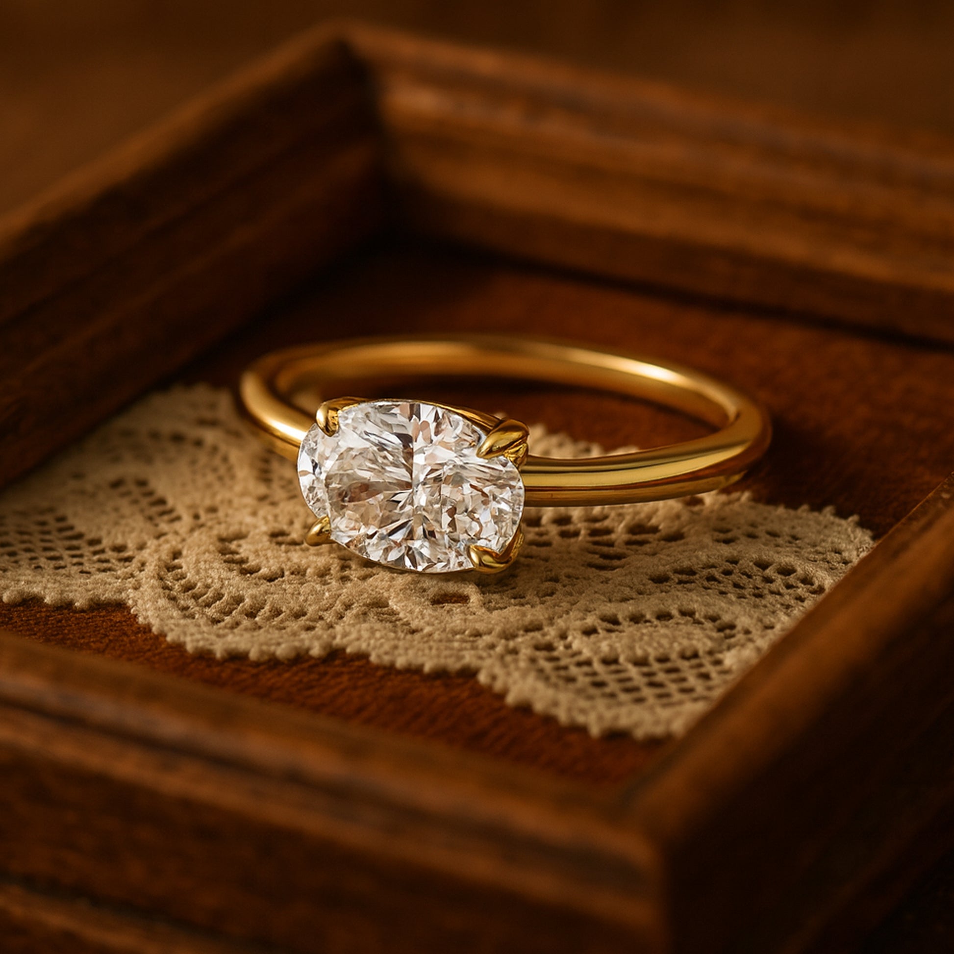 Elegant Diiro Oval Diamond Gold Ring In A Minimal Solitaire Design, Crafted To Reflect Grace, Luxury, And Effortless Beauty.
