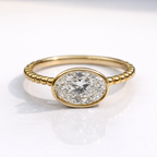 Oval Bezel Engagement Ring East West Oval Engagement Ring Milgrain Ring.