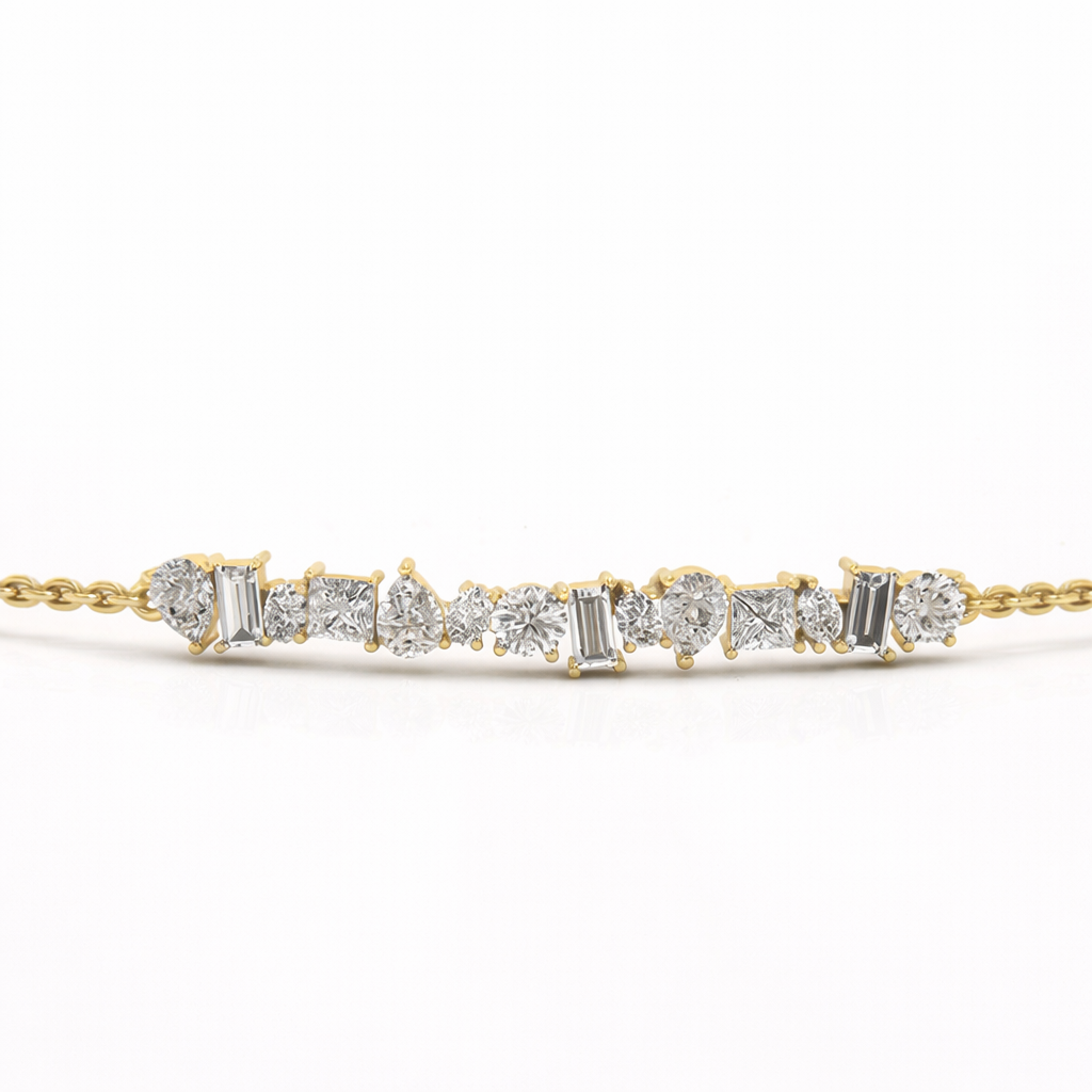 White gold mixed cut diamond bracelet
