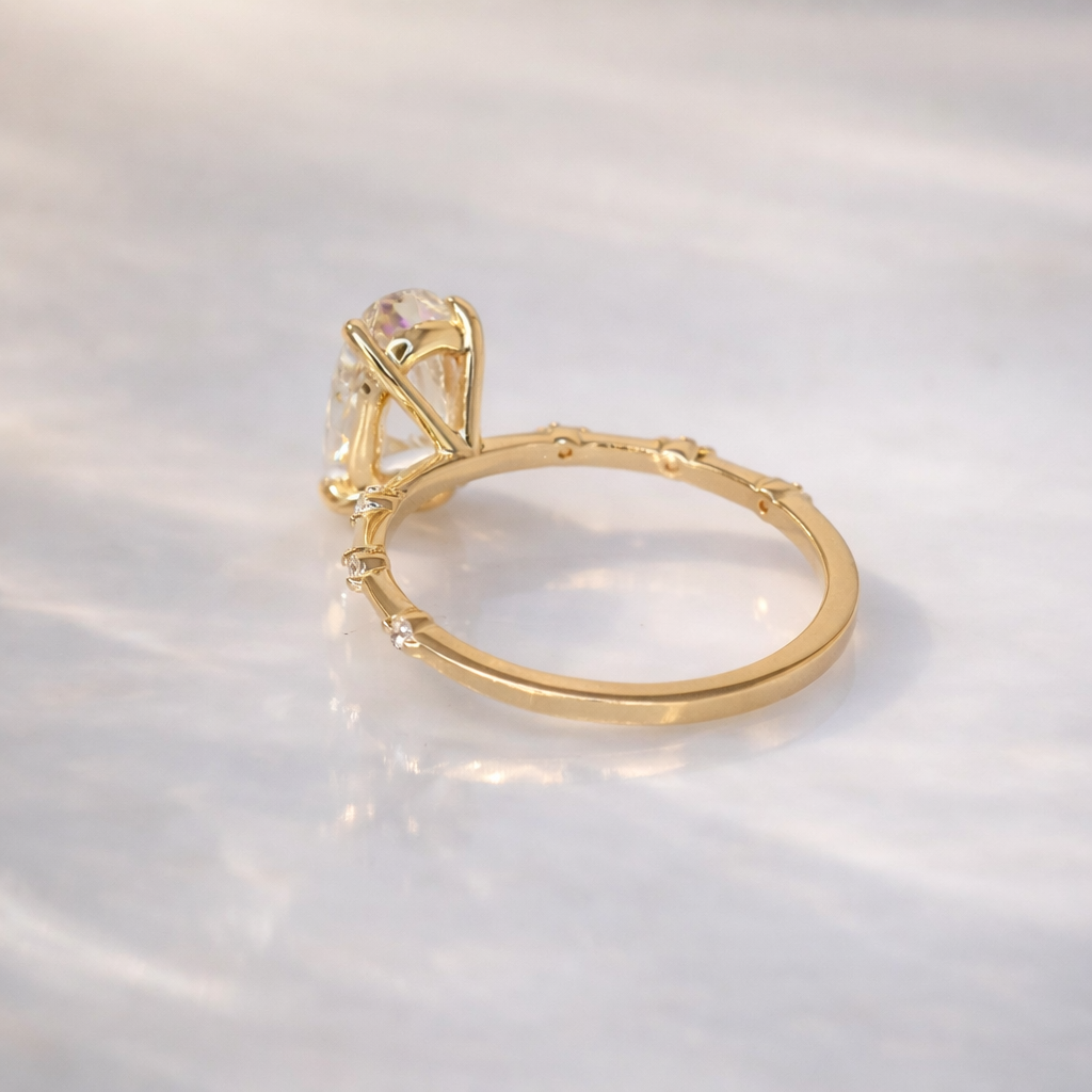 Side Stone Engagement Ring Oval Diamond Engagement Ring Custom Design.
