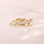 Moissanite Engagement Ring And Wedding Band Set Yellow Gold
