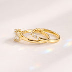 Oval Moissanite Ring With Diamond Style Wedding Band
