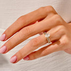 Oval cut diamond ring with half eternity band
