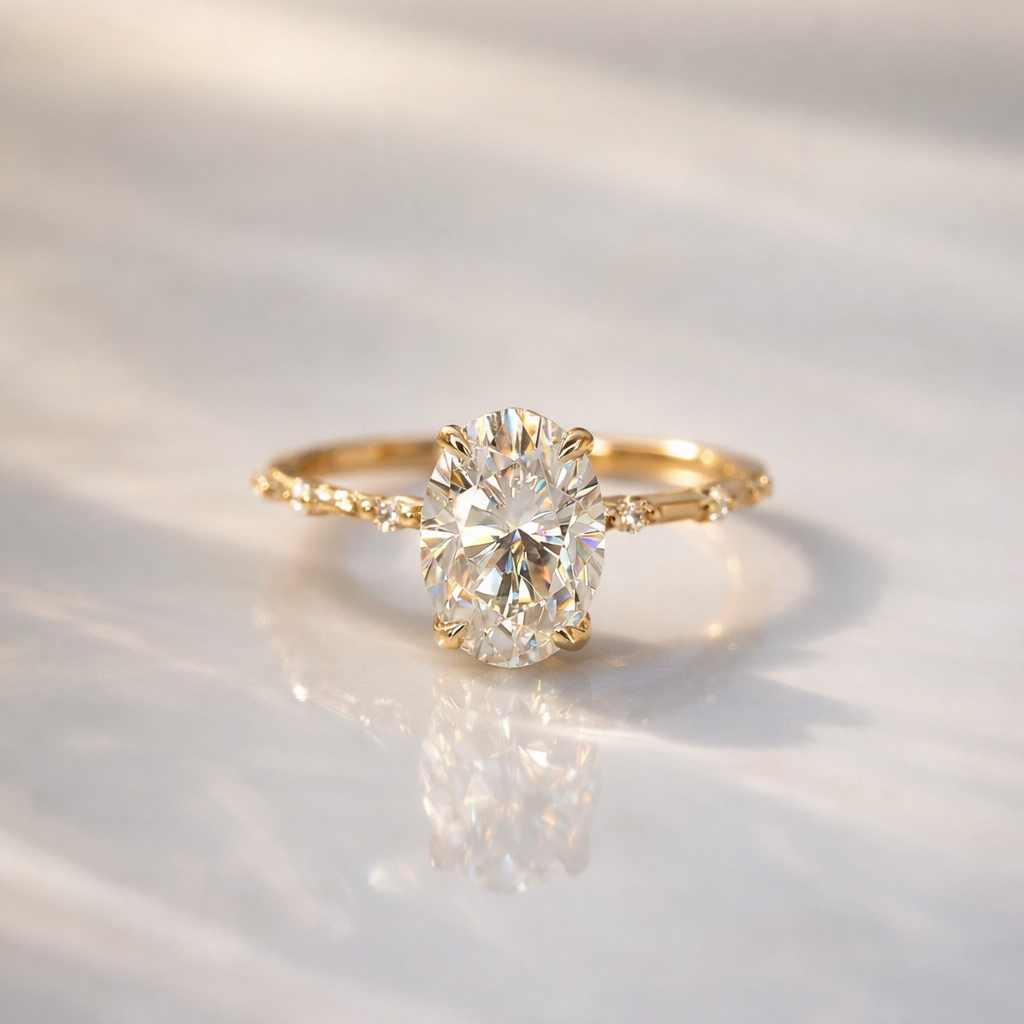 Oval Diamond Ring 1.5 Carat Oval Diamond Ring Yellow Gold.
