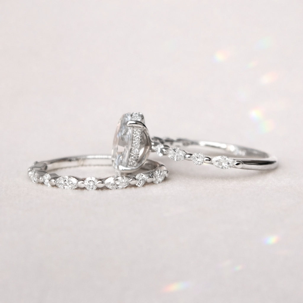 Oval Engagement Ring With Wedding Band Lab Grown Diamond Diiro Ring
