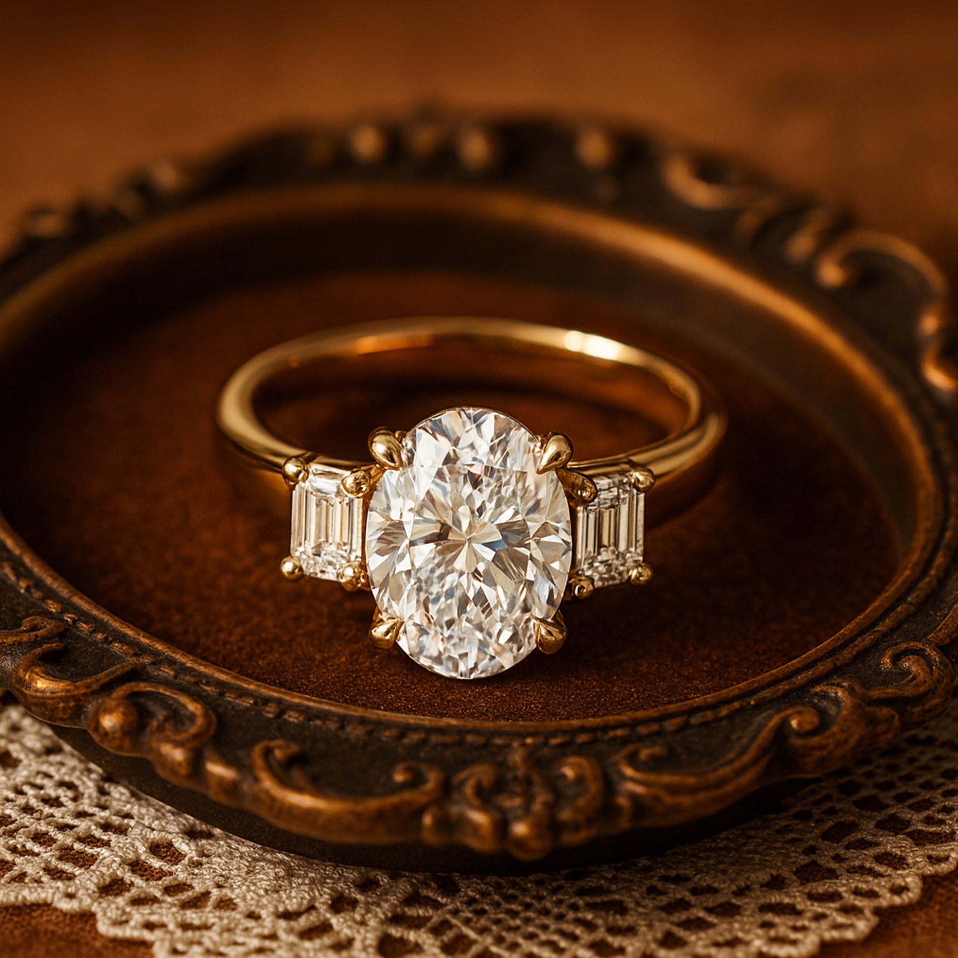 Elegant Oval Cut Diamond Engagement Ring In 18K Gold