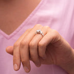 Oval Cut Moissanite Ring with Tapered Baguette Side Stone
