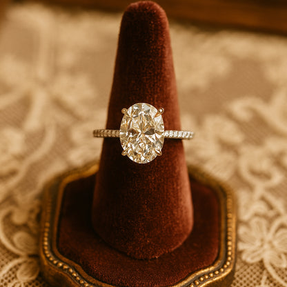 Married Ring Women Oval Cut Diamond Engagement Ring Rose Gold Pave Band