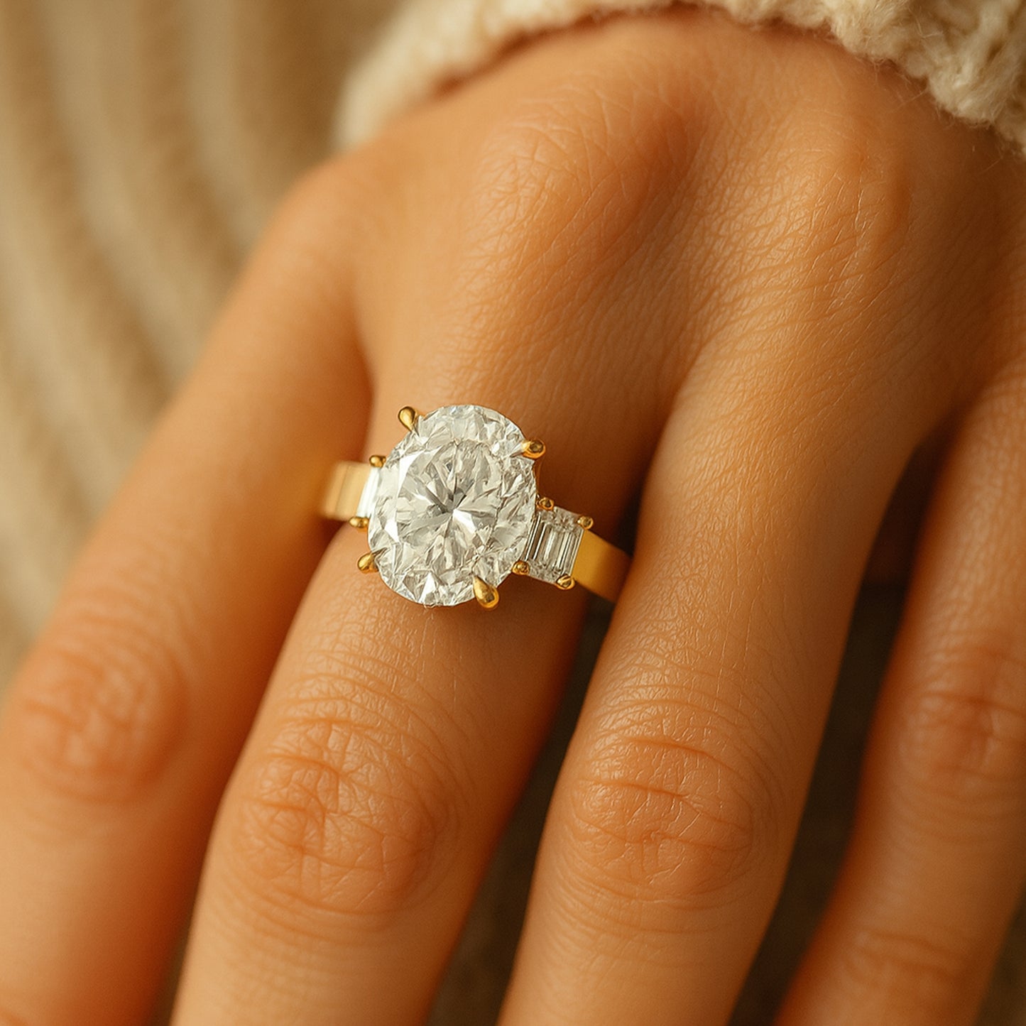 Radiant Oval Cut Diamond Gold Ring – Perfect For Engagements