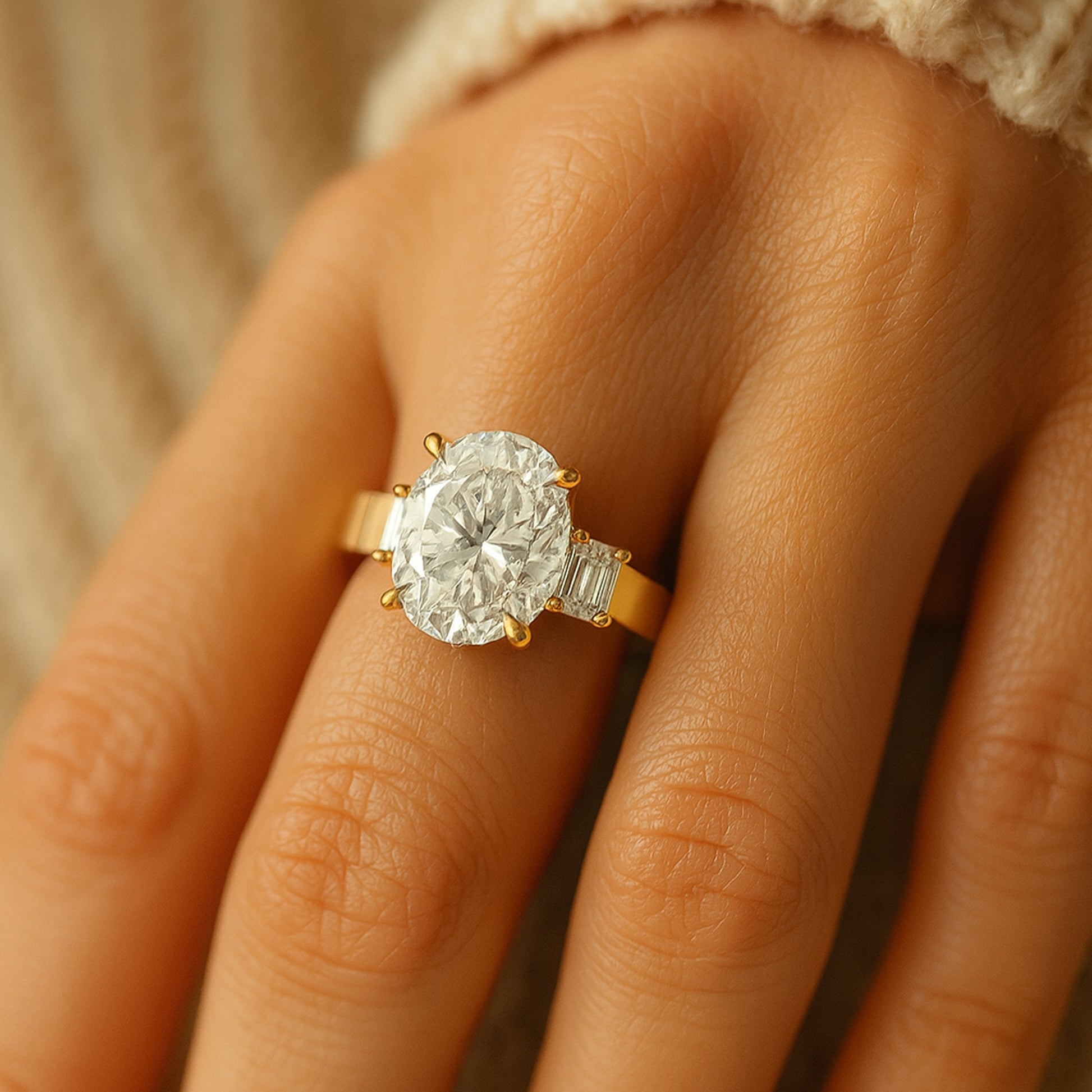 Radiant Oval Cut Diamond Gold Ring – Perfect For Engagements