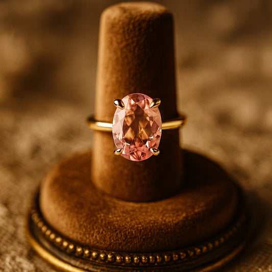 Solitaire Wedding Diamond Ring For Woman Oval Pink Promise Rings
