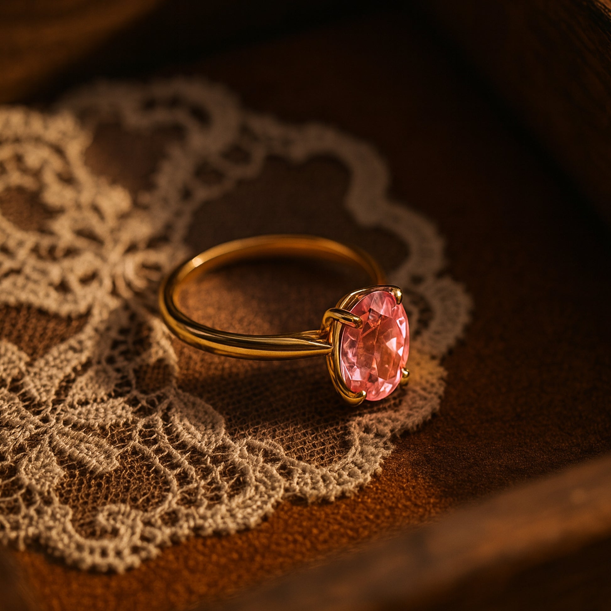 Solitaire Wedding Diamond Ring For Woman Oval Pink Promise Rings
