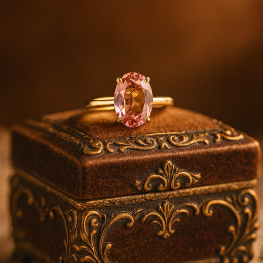 Solitaire Wedding Diamond Ring For Woman Oval Pink Promise Rings
