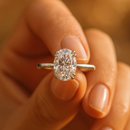 Elegant Oval Moissanite Solitaire Ring For Her With Diamond-Like Brilliance, Perfect For Engagements And Weddings.