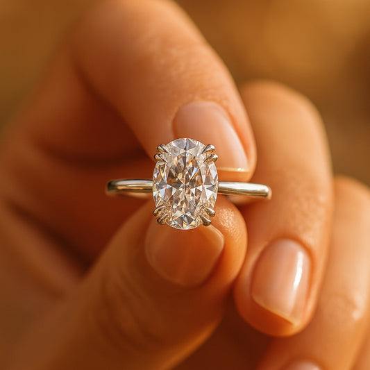 Elegant Oval Moissanite Solitaire Ring For Her With Diamond-Like Brilliance, Perfect For Engagements And Weddings.