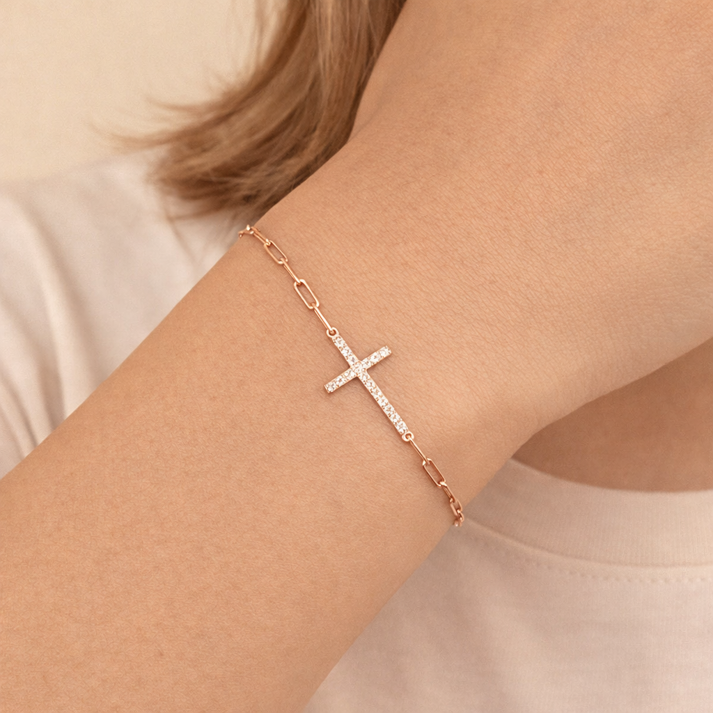 Elegant gold cross diamond bracelet
