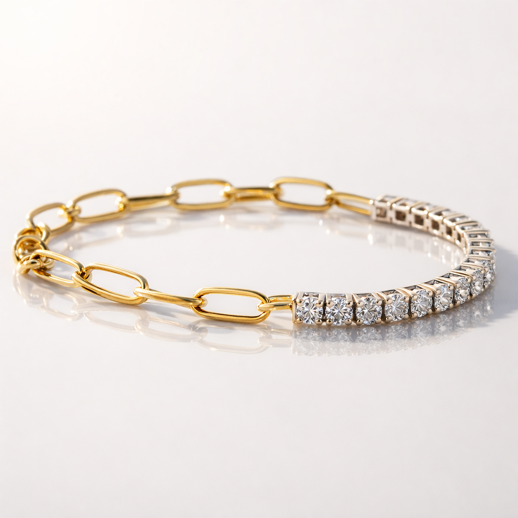 Moissanite paperclip half tennis bracelet
