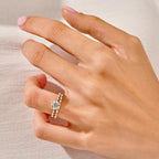 Marquise and round cut wedding band with diamond ring
