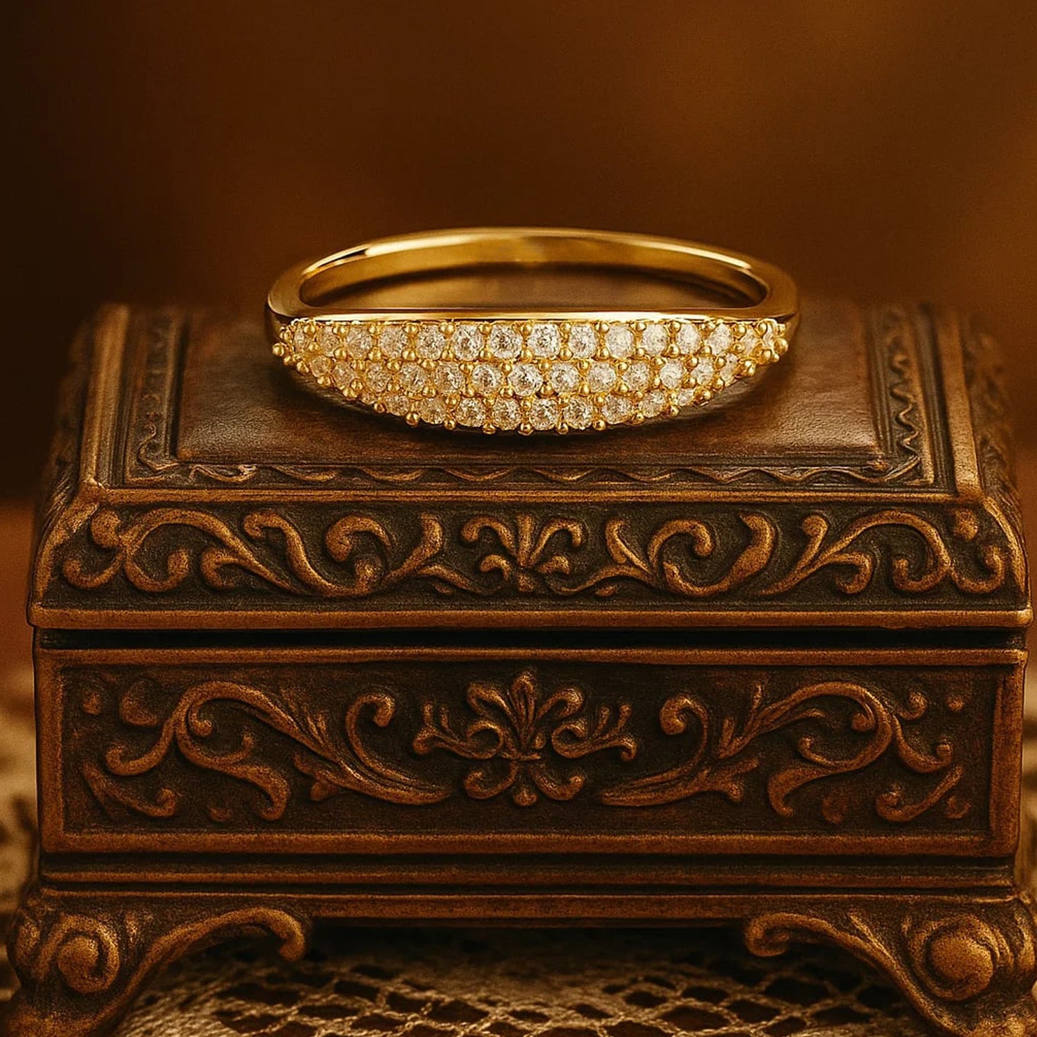 Lab-Grown Diamond Pavé Band In 18K Gold - Luxury Fine Jewelry Worldwide Shipping