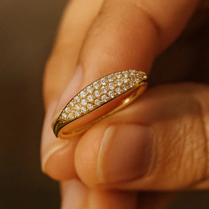 Dainty Pavé Diamond Band In Gold - Perfect Stacking Ring For Everyday Elegance