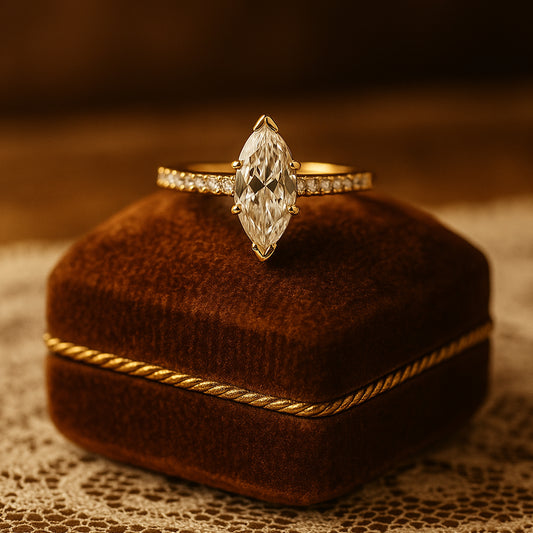 Types of Rings Brilliant Marquise Cut Diamond Rose Gold Solitaire Ring