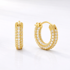 Diamond Hoop Huggie Earrings Round Cut Diamond Or Moissanite
