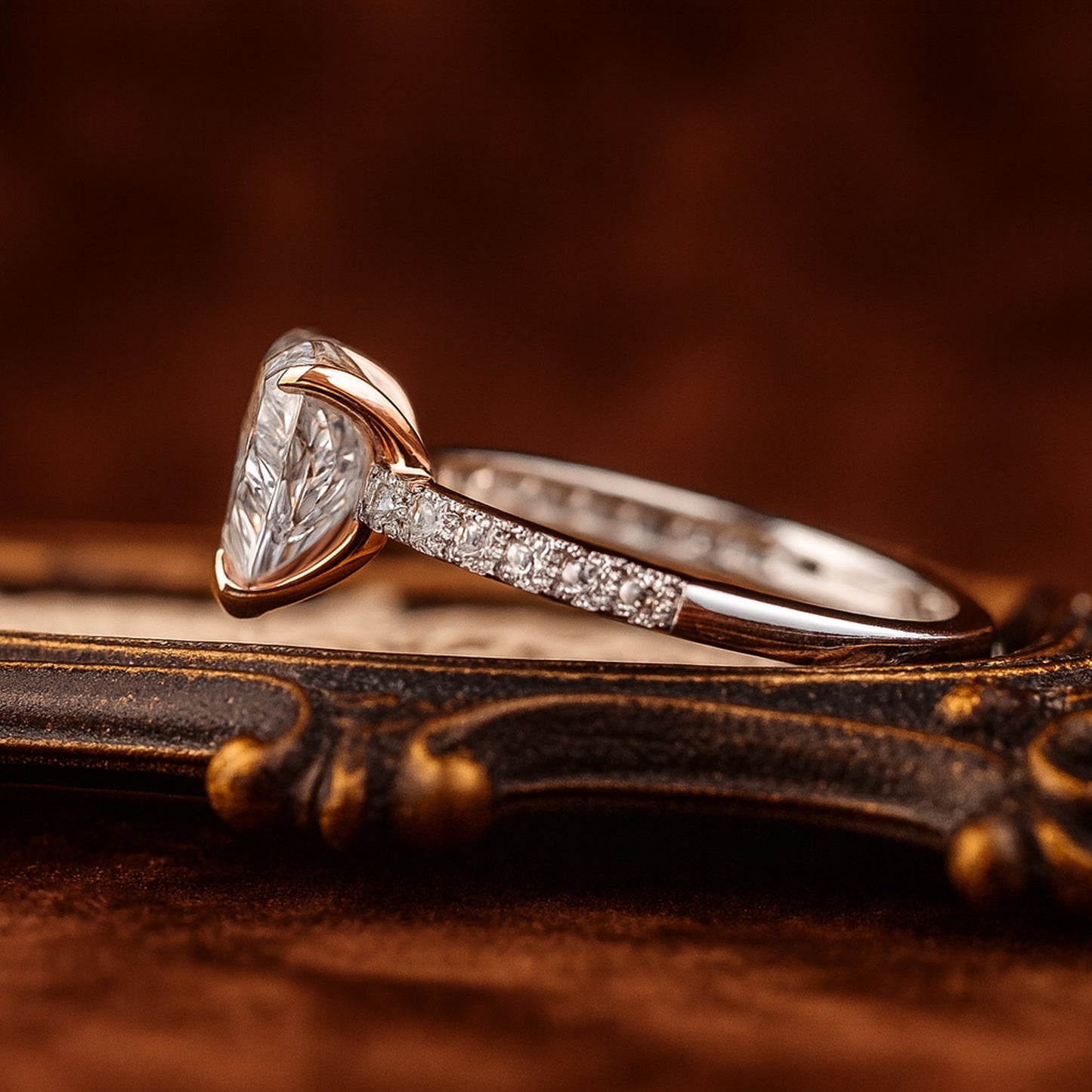 Romantic Moissanite Heart Cut Ring With Pave Accents, Perfect For Engagements And Anniversaries