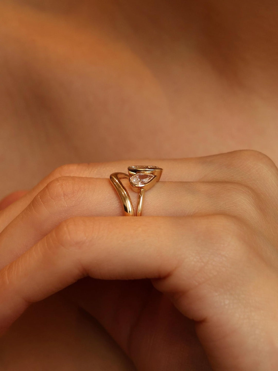 Pear Bezel Diamond Ring Toi Et Moi Engagement Style Two Stone Setting.
