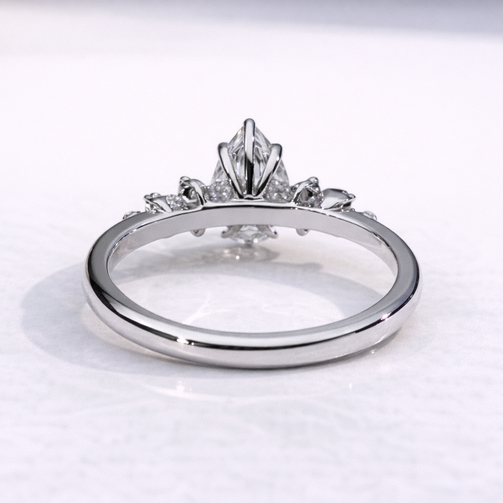 6 Claw Prong Setting Teardrop Shaped Engagement Ring Custom Jewelry.
