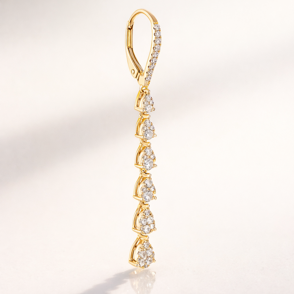 Lab Grown Diamond Long Drop Earrings Custom Diiro Style
