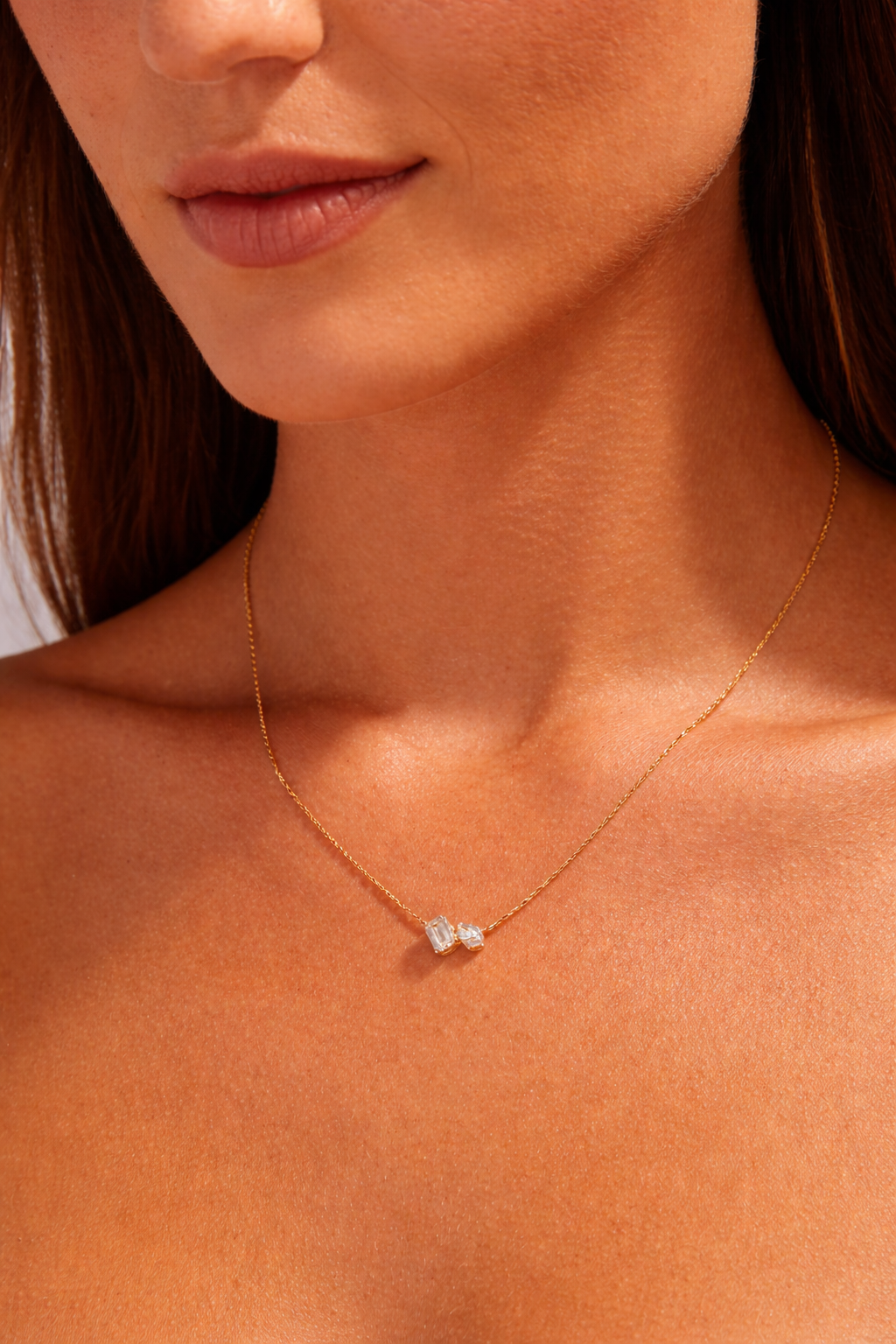 Toi Et Moi Pendant With Pear And Emerald Cut Pendant In Round Prong Setting By Diiro Pendants
