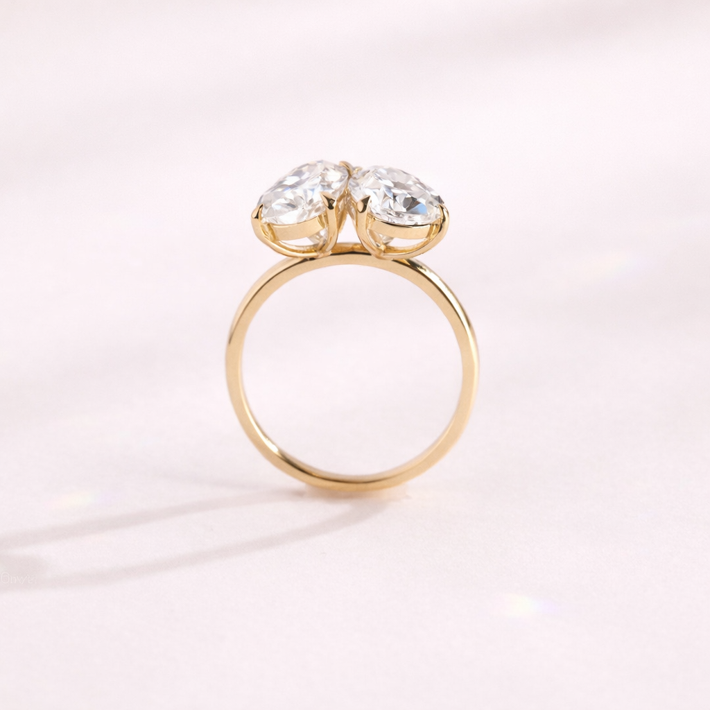 Toi Et Moi Engagement Ring Moissanite Pear And Marquise Cut Yellow Gold.
