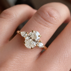 Lab Grown Diamond Oval Three Stone Engagement Ring With Four Claw Prong Setting
