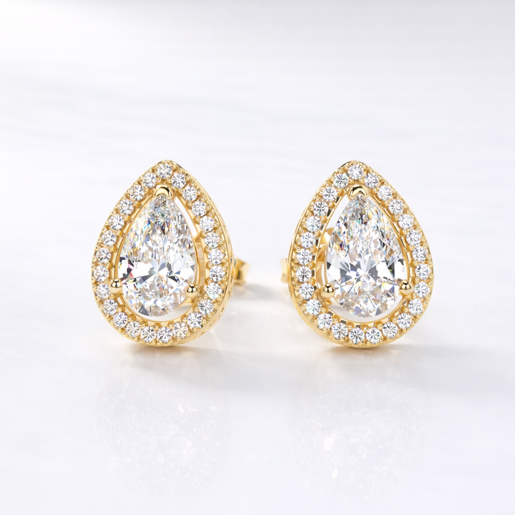 Pear Diamond Earrings Stud For Engagement
