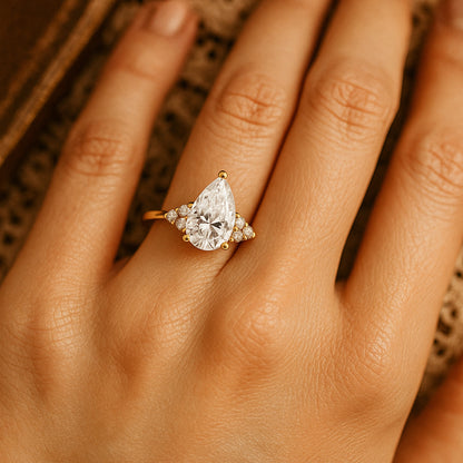 Engagement Ring Pear Cut Rose Gold Wedding Bridal Gift for Women
