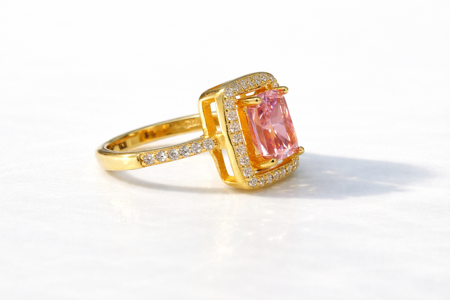 Radiant Diamond Ring 4 Round Prong Tapered Shank Engagement Ring Diiro.
