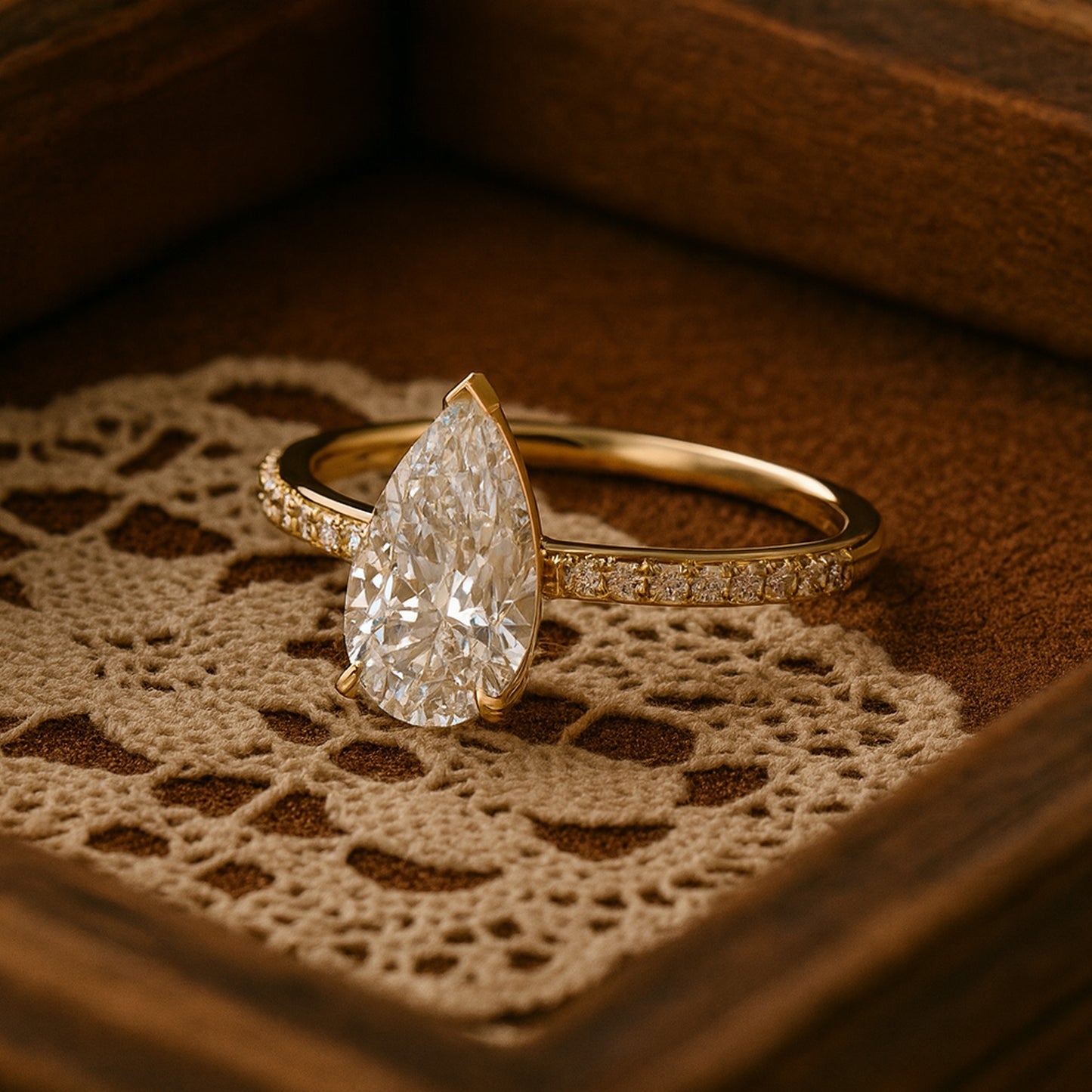 Women's Wedding Bands Pear Shaped Pavé Band Ring Anniversary Gift Bridal Jewelry Engagement Love Style