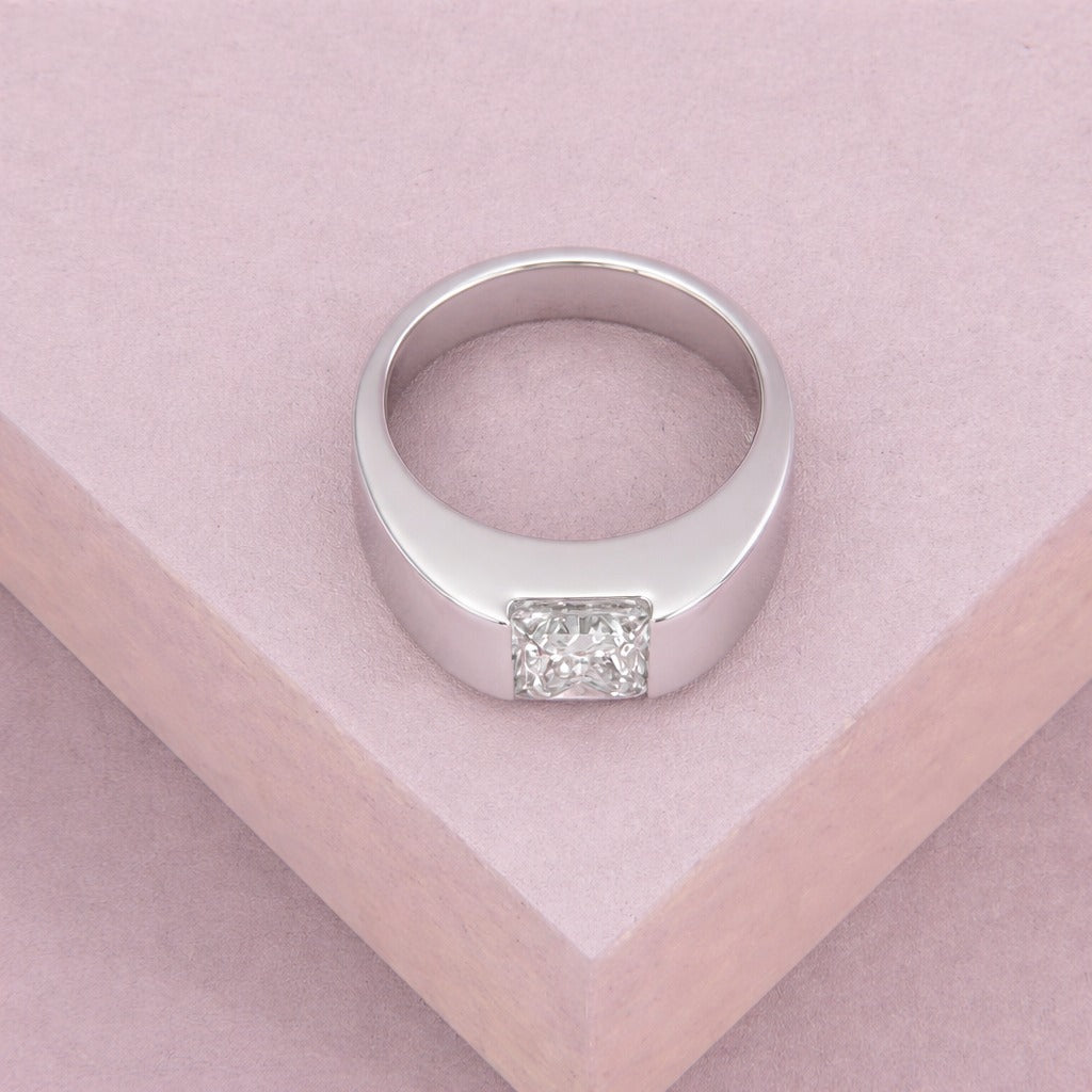 Diiro Wedding Band Mens Princess Cut Diamond Ring