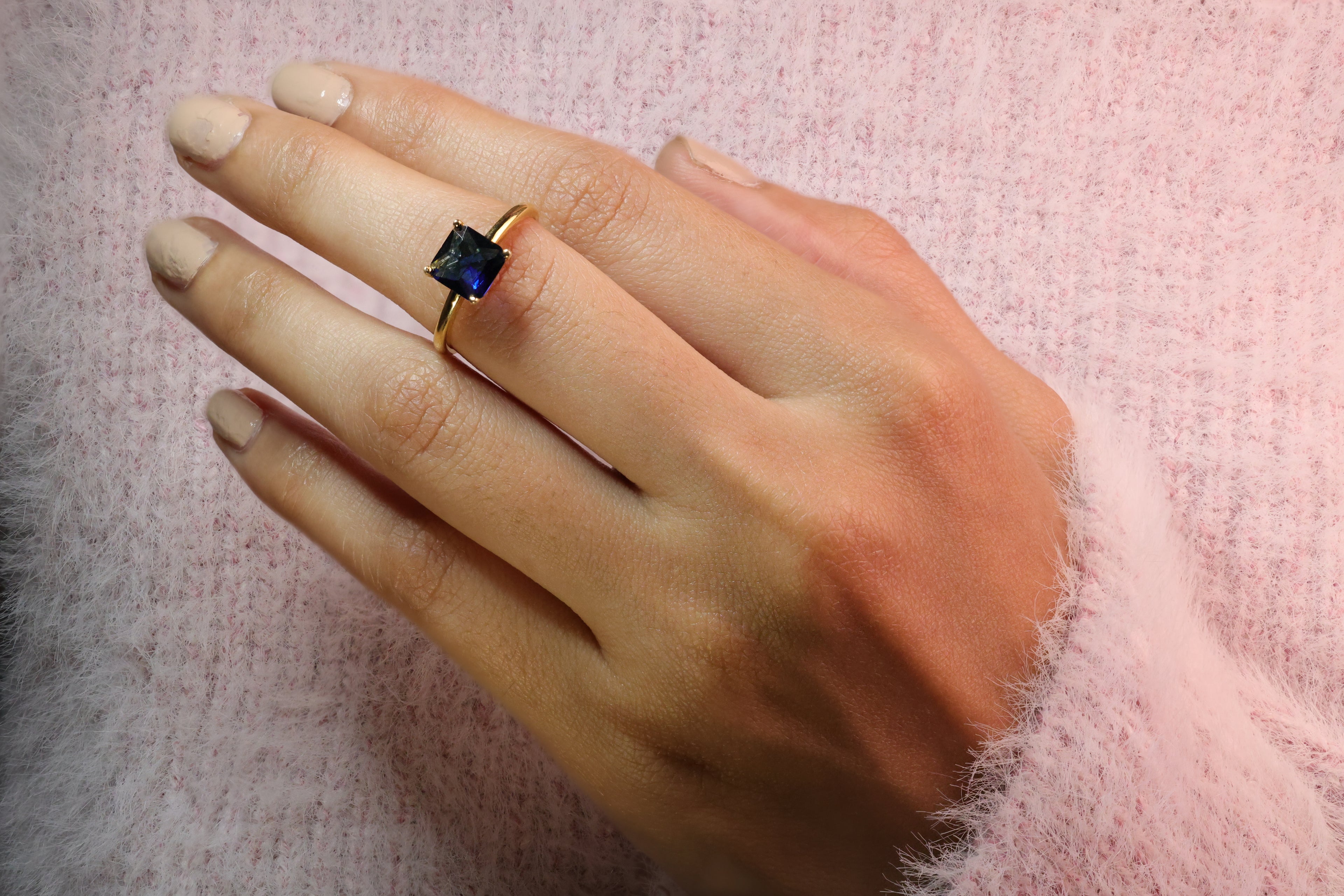 Princess Cut Diamond Ring Yellow Gold Engagement Ring Custom Jewelry.
