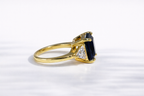 Three Stone Sapphire Ring Lab Grown Diamond Ring Diiro Engagement Ring.
