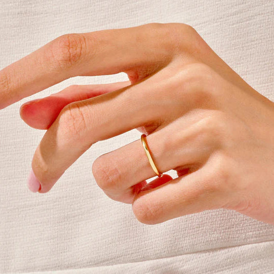 Classic wedding band paired with princess cut diamond ring
