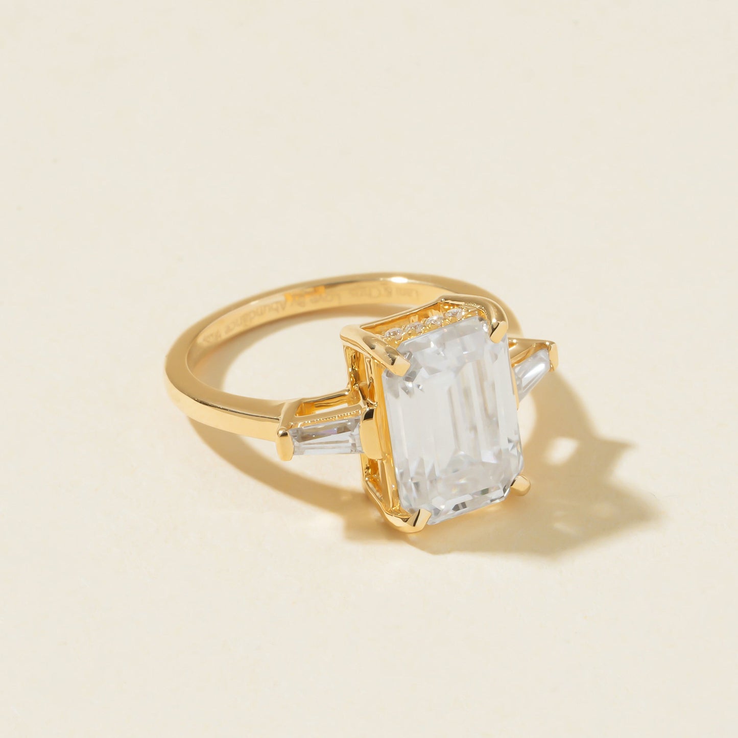 Wedding Emerald Cut Ring, Three-Stone Moissanite Bridal Fine Jewelry With Timeless Appeal 