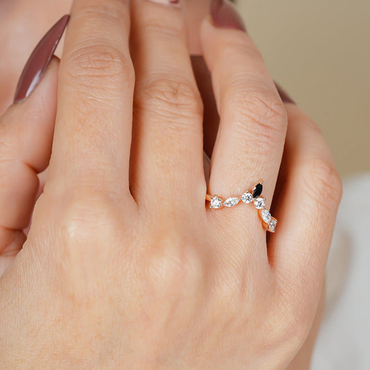 Black Marquise Moissanite Ring, 1ct Rose Gold Engagement Fine Jewelry With Elegance