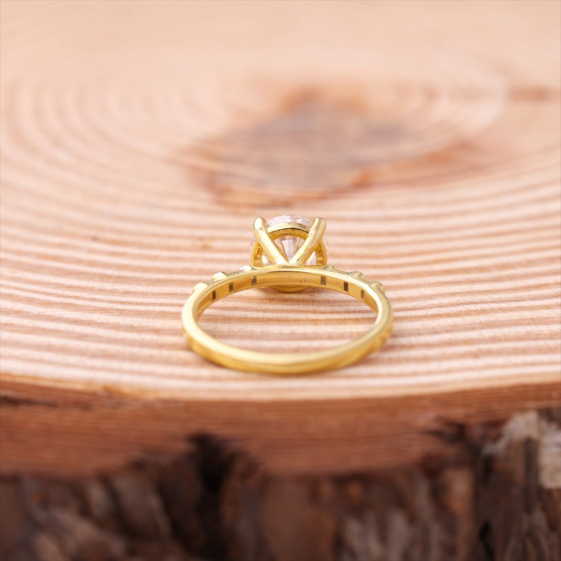 Moissanite Cluster Ring, Round Cut Yellow Gold Engagement Fine Jewelry With Beauty