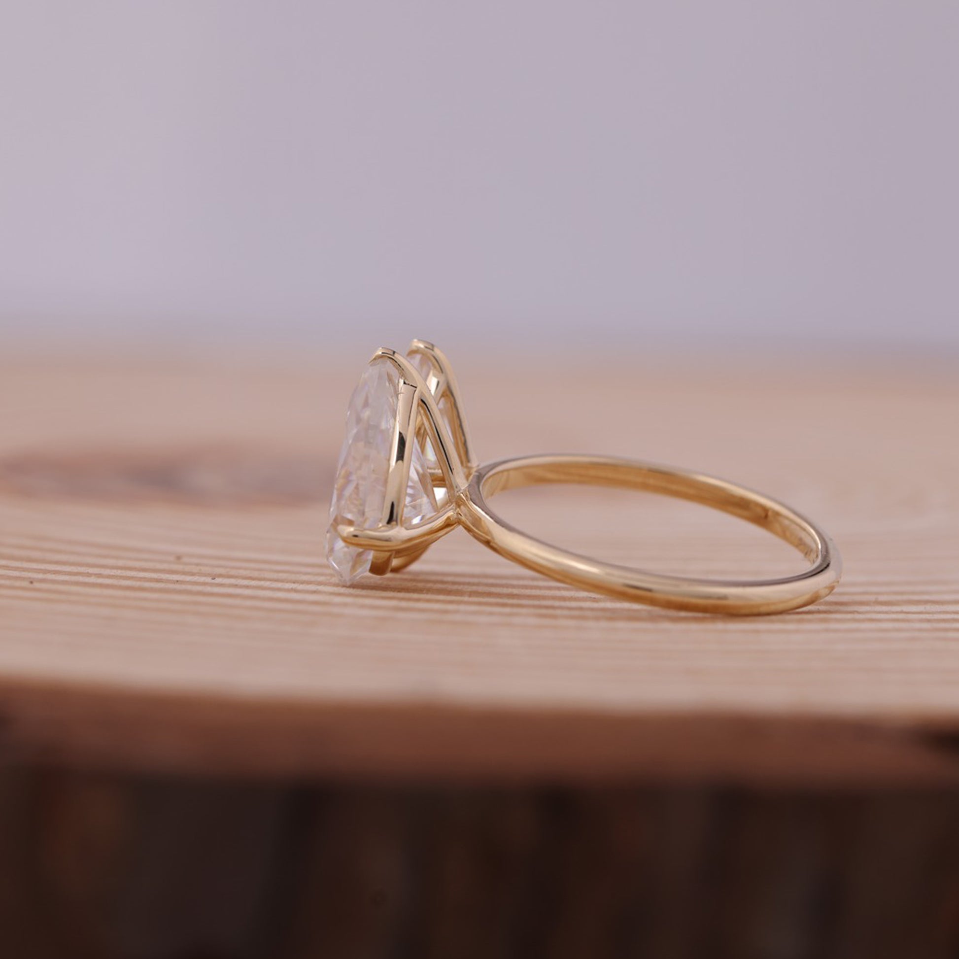 Elegant Toi Et Moi Ring, Pear Marquise Moissanite Rose Gold Engagement Fine Jewelry