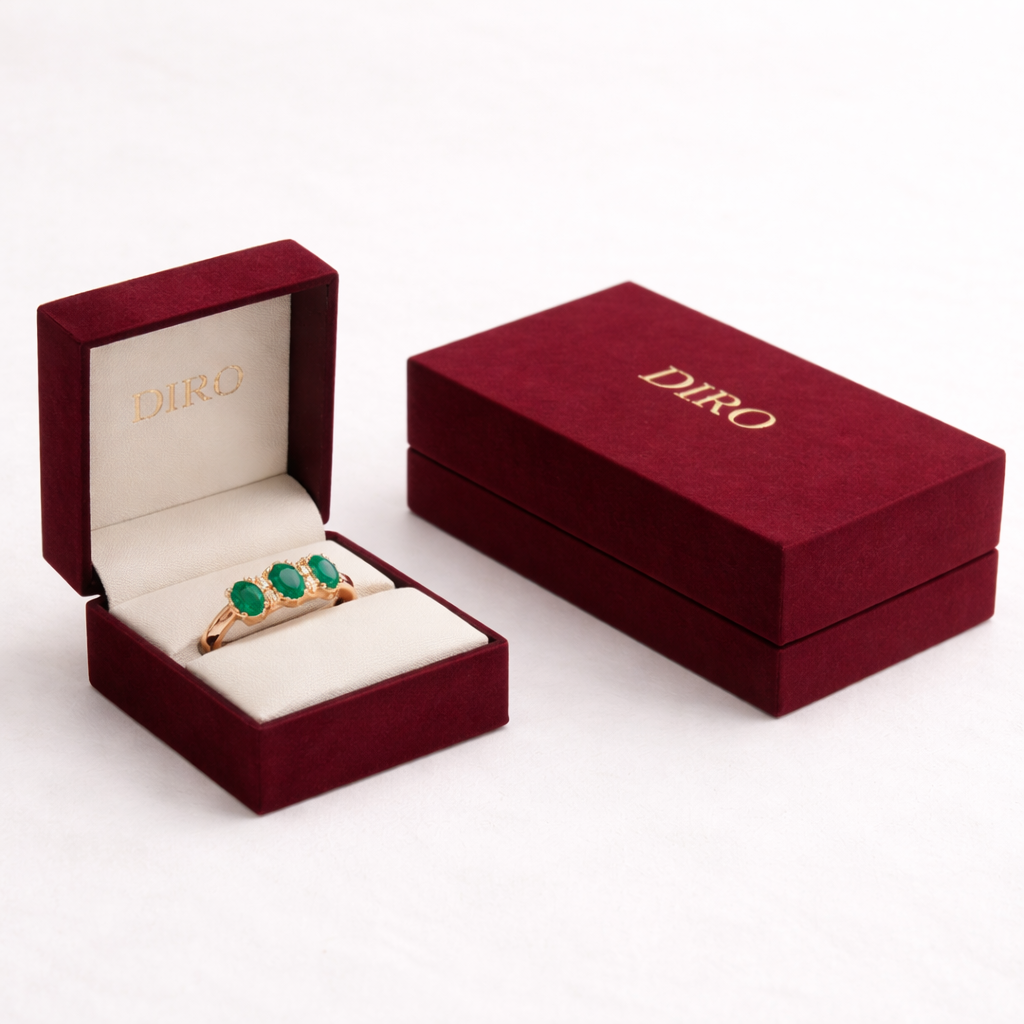 Yellow Gold Emerald Engagement Ring

