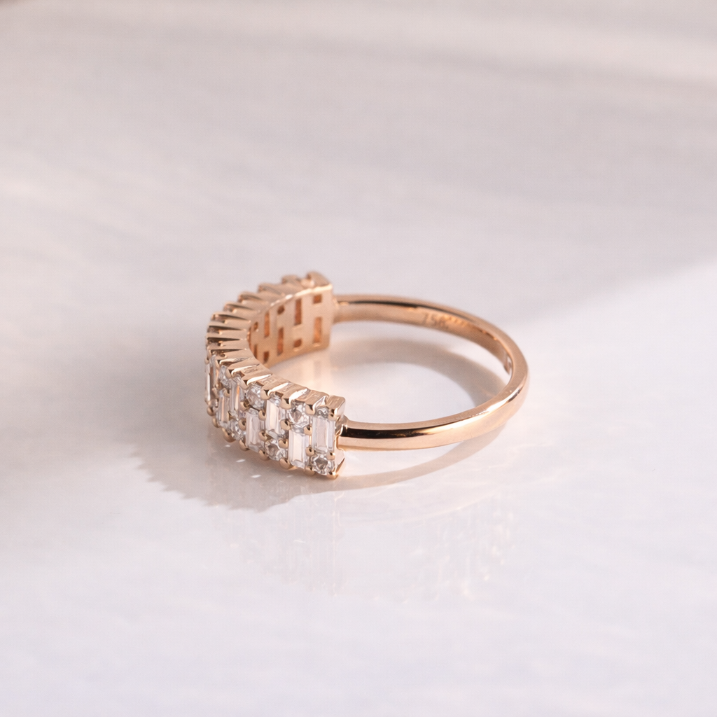 Half Eternity Rose Gold Wedding Band With Diamond Or Moissanite
