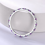 Eternity Band Wedding Ring Amethyst And Diamond White Gold Women's Eternity Band.
